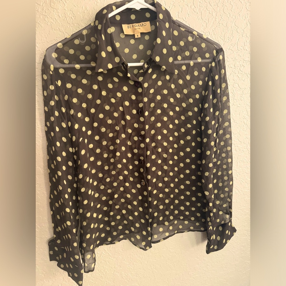 Bergamo By Ebi - Polkadotted Sheer Blouse